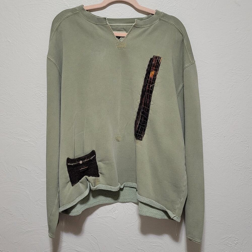 Authentic Pigment Women's XL Embroidered Patchwork Pullover Sweatshirt